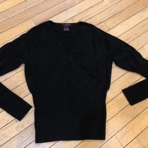 Black Willi Smith wrap look 100% cashmere sweater